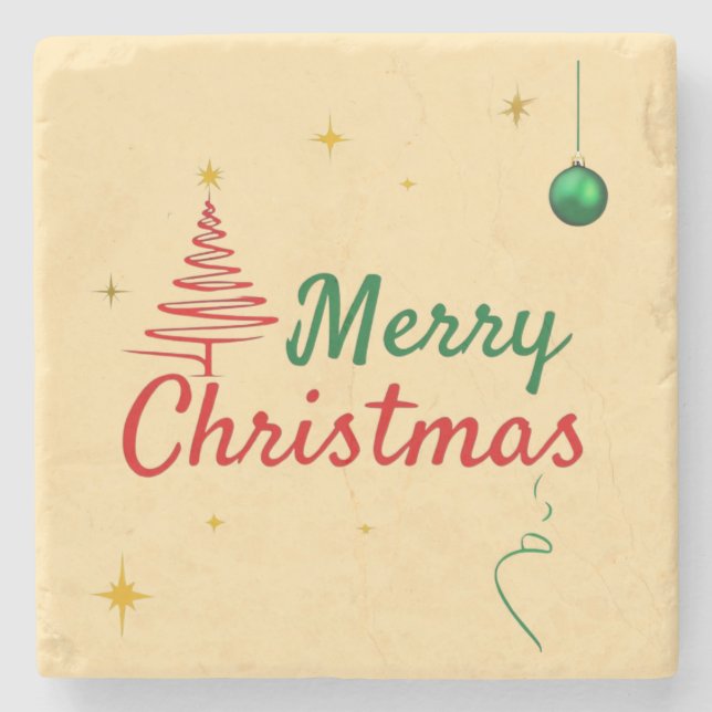 Elegantes Weihnachtsbaumdesign Steinuntersetzer (Vorderseite)