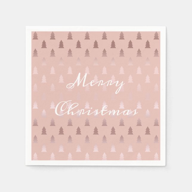 Elegantes Weihnachtsbaummuster aus Rose und Rosa Serviette (Vorderseite)