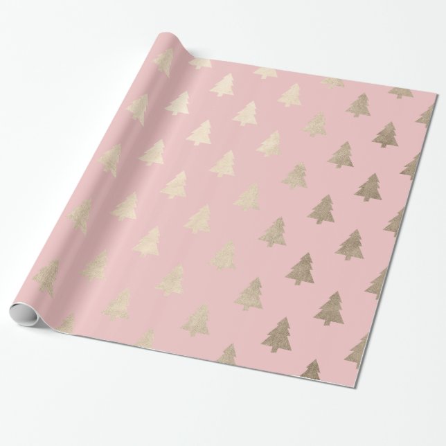 Elegantes Weihnachtsbaummuster der modernen Rose Geschenkpapier (Ungerollt)