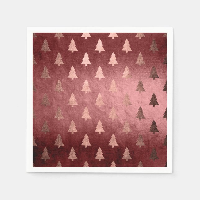 Elegantes Weihnachtsbaummuster der modernen Rose Serviette (Vorderseite)