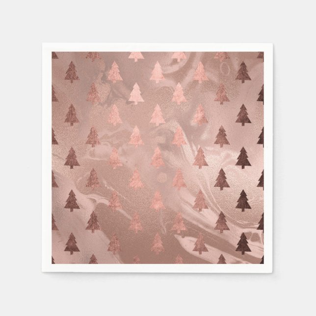Elegantes Weihnachtsbaummuster der modernen Rose Serviette (Vorderseite)