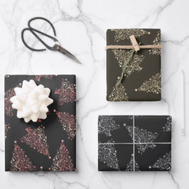 Elegantes Weihnachtsbaummuster Geschenkpapier Set