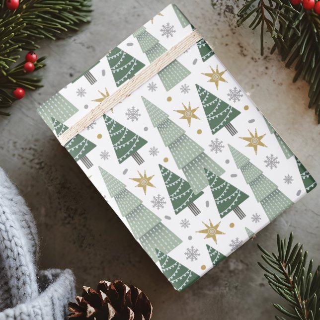 Elegantes Weihnachtsbaumwrapping Paper Geschenkpapier (Elegant Christmas Trees Wrapping Paper)