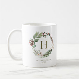 Elegantes Weihnachtsblumenmonogramm Kaffeetasse