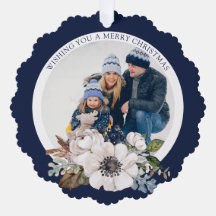 Elegantes Weihnachtsblumenpapier Foto Ornament Car
