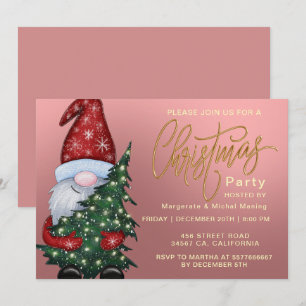 Elegantes Weihnachtsbokeh Tree Party Gold Pink Einladung