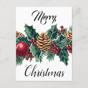 Elegantes Weihnachtsdekor Postkarte