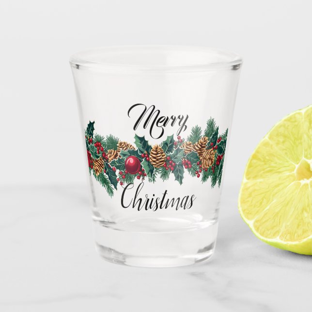 Elegantes Weihnachtsdekor Schnapsglas (Vorderseite)