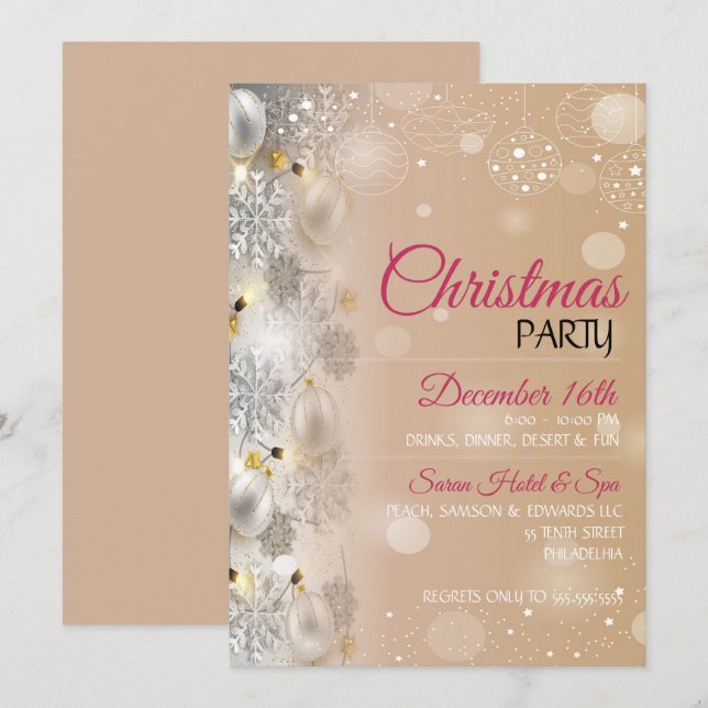 Elegantes Weihnachtsdekorationsdesign-Party Einladung (Vorne/Hinten)