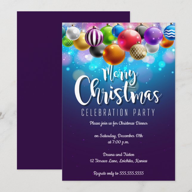 Elegantes Weihnachtsdesign-Party Einladung (Vorne/Hinten)