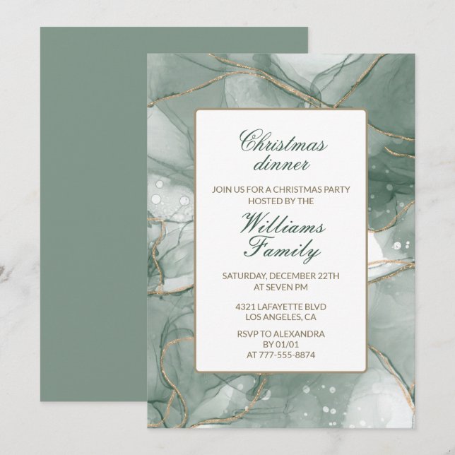 Elegantes Weihnachtsessen für Party Einladungen (Vorne/Hinten)