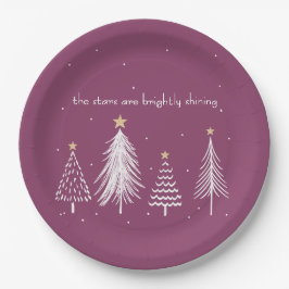 Elegantes Weihnachtsessen Lila Pappteller