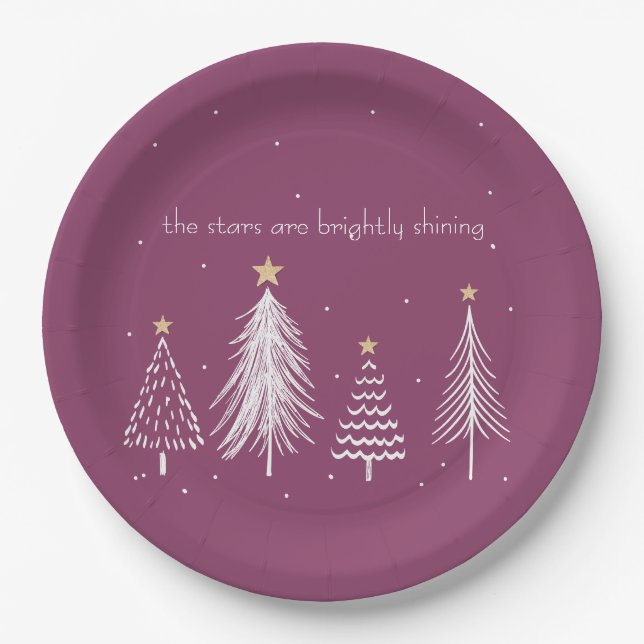 Elegantes Weihnachtsessen Lila Pappteller (Vorderseite)