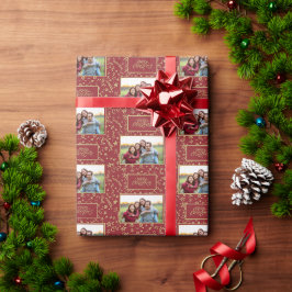 Elegantes Weihnachtsfamiliengewohntes Foto Geschenkpapier