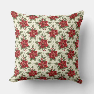 Elegantes Weihnachtsfeier-Poinsettia-Kissen Kissen