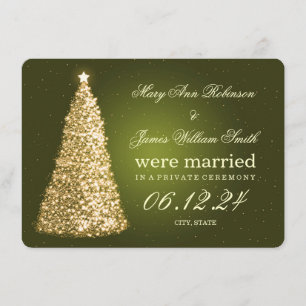 Elegantes Weihnachtsfest Elopement Gold Grün Einladung