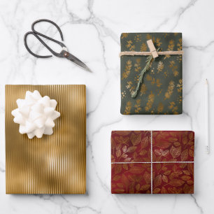 Elegantes Weihnachtsfest Gold Glitter Funkeln Geschenkpapier Set