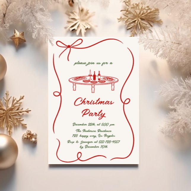 Elegantes Weihnachtsfest in Rot und Grün - Party Einladung (Von Creator hochgeladen)