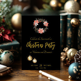 Elegantes Weihnachtsfest mit Poinsettia Wreath Einladung
