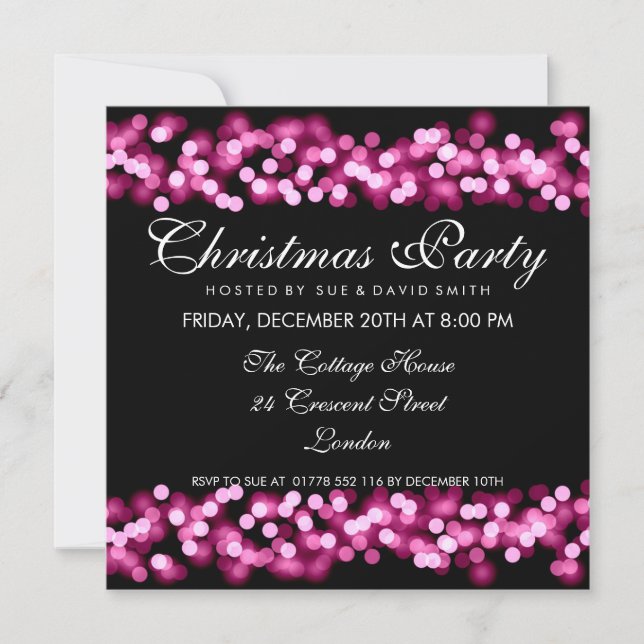 Elegantes Weihnachtsfest Party Rosa Hollywood Glam Einladung (Vorderseite)