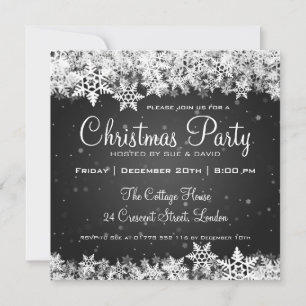 Elegantes Weihnachtsfest Party Schneeflocken 2 Sch Einladung