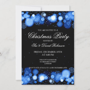 Elegantes Weihnachtsfest Party Winter Wonder Blau Einladung