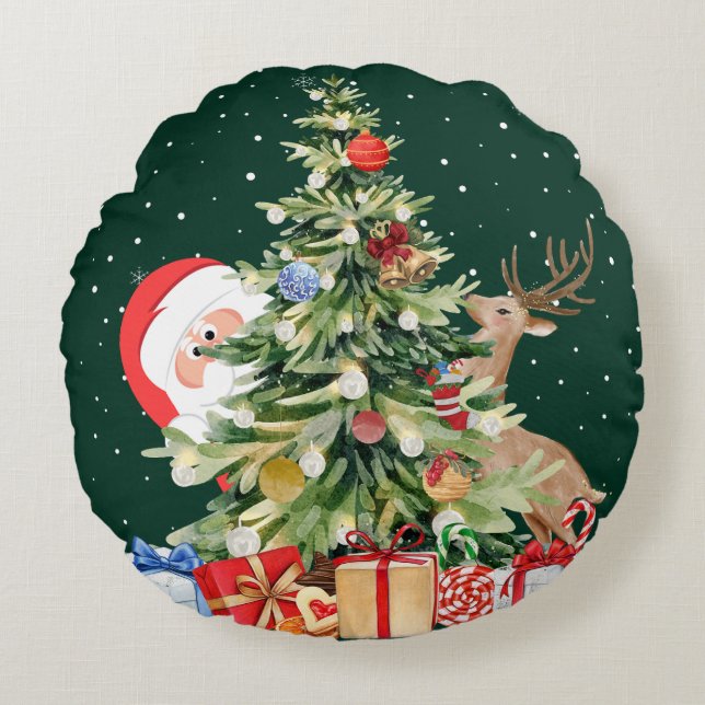 Elegantes Weihnachtsfest Rund Kissen (Vorderseite)