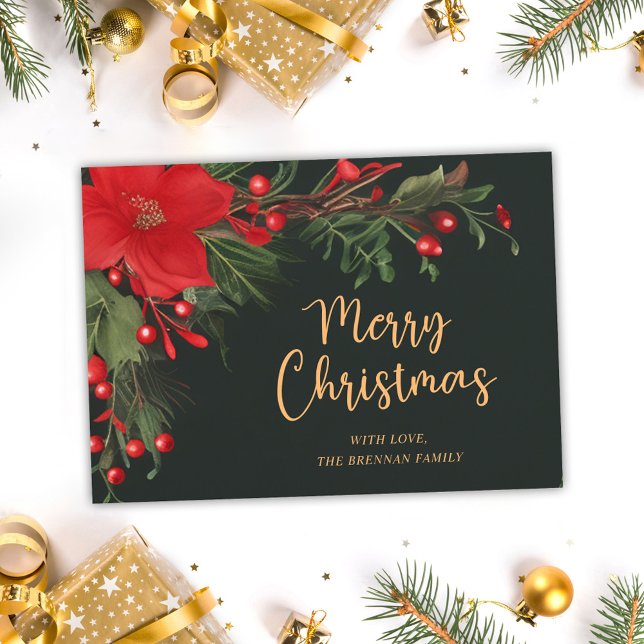 Elegantes Weihnachtsfest Weihnachten Weihnachten - (Elegant Festive Green Christmas Non Photo Holiday Card)