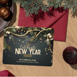 Elegantes Weihnachtsgarland Luxuriöses Neues Jahr Einladung