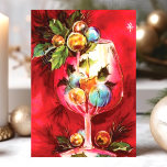 Elegantes Weihnachtsgebäck Feiertagskarte<br><div class="desc">Elegantes Weihnachtsweinglas mit Candle Holiday Card. Dieses Design besticht durch ein Vintag gestrichenes Weinglas mit Kerze ,  Heiligen und Ziergegenständen. Was für eine schöne Retro-Urlaubsszene. Personalisieren Sie dieses maßgeschneiderte Design mit Ihrem eigenen Innen-Gruß.</div>