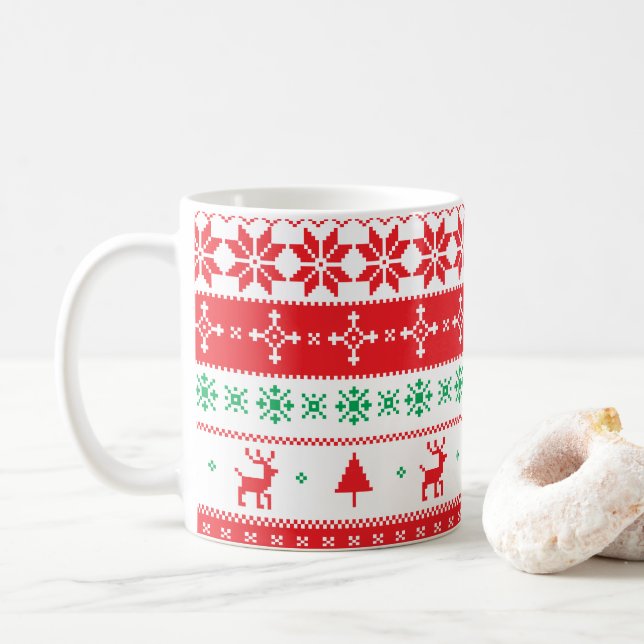 Elegantes Weihnachtsgeflecht | Klassische Tasse (Mit Donut)