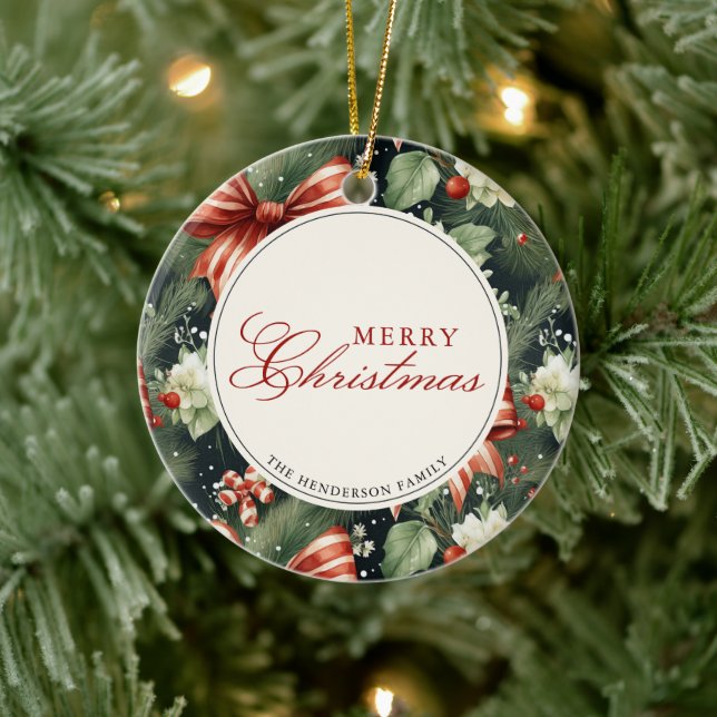 Elegantes Weihnachtsgeschenk Personalisiert Keramik Ornament (Baum)