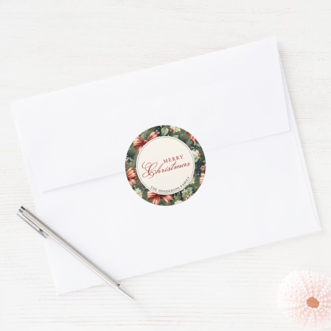 Elegantes Weihnachtsgeschenk Personalisiert Runder Aufkleber (Umschlag)