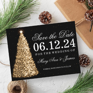 Elegantes Weihnachtsgold Save the Date Ankündigungspostkarte