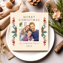 Elegantes Weihnachtsgrün Foto Feiertagskarte