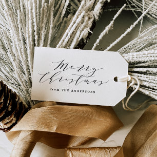 Elegantes Weihnachtsgruß-Skript Blau Karo Feiertag Geschenkanhänger