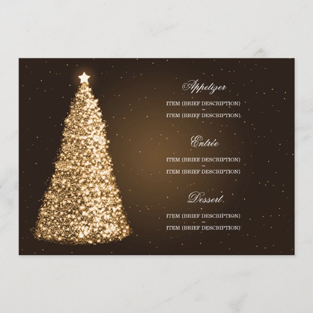 Elegantes Weihnachtshochzeits-Menü-Gold Menükarte (Vorderseite)
