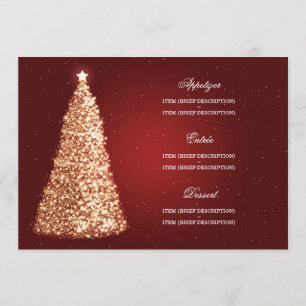 Elegantes Weihnachtshochzeits-Menü-Goldrot Menükarte