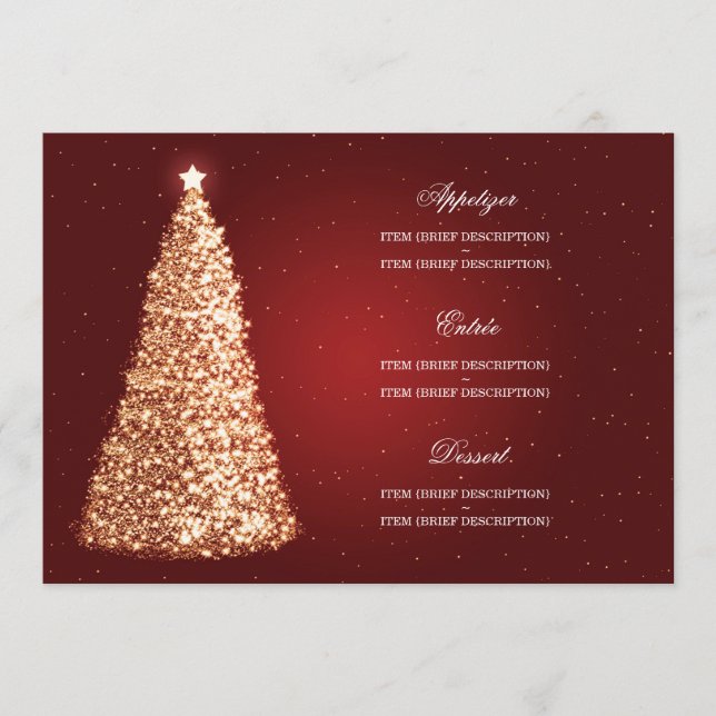 Elegantes Weihnachtshochzeits-Menü-Goldrot Menükarte (Vorderseite)