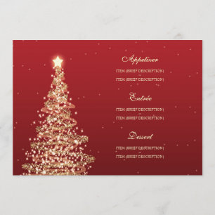 Elegantes Weihnachtshochzeits-Menü-Rot-Gold Menükarte