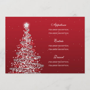 Elegantes Weihnachtshochzeits-Menü-Rot-Silber Menükarte