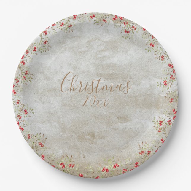 Elegantes Weihnachtsjahr Pappteller (Vorderseite)