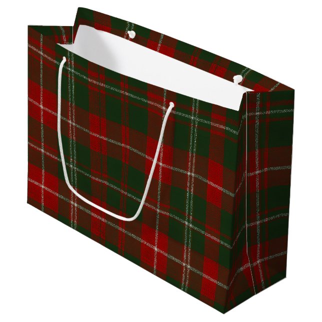 Elegantes Weihnachtskariertuch Große Geschenktüte (Vorderseite Schrägansicht)