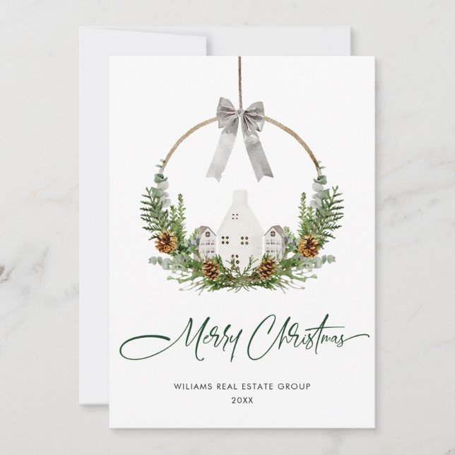 Elegantes Weihnachtskonzept Feiertagskarte (Vorderseite)