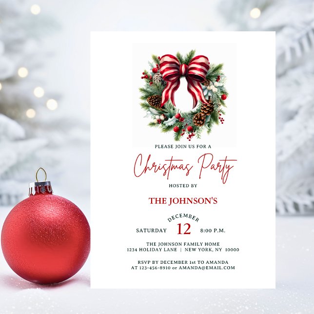 Elegantes Weihnachtskreidehaus Corporate Party Einladung (Elegant Christmas Wreath House Corporate Party Invitation)