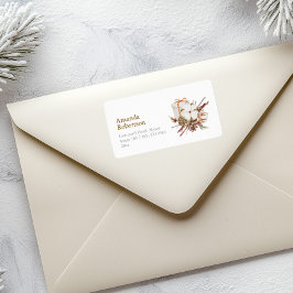 Elegantes Weihnachtslabel mit Cotton Bouquet Adressaufkleber
