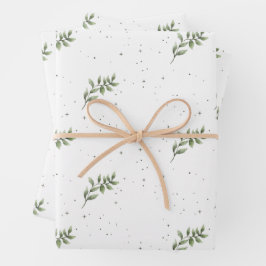 Elegantes Weihnachtsleaf Wasserfarbe Grün Geschenkpapier Set