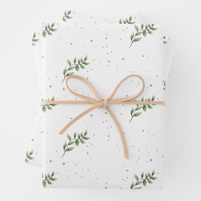 Elegantes Weihnachtsleaf Wasserfarbe Grün Geschenkpapier Set (Beispiel)