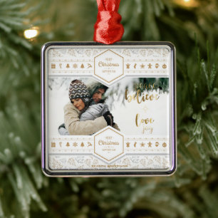 Elegantes WeihnachtsLiebe-Foto Ornament Aus Metall
