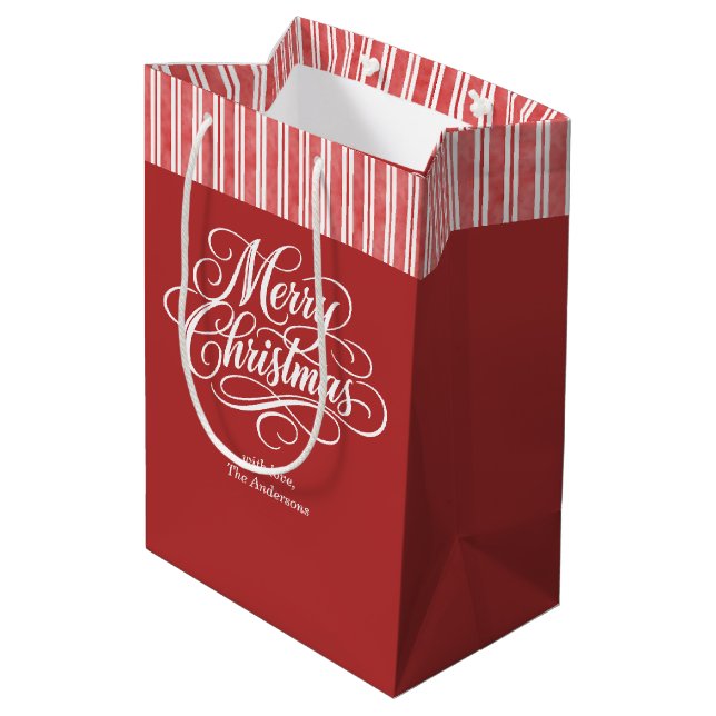 Elegantes Weihnachtsmanuskript Mittlere Geschenktüte (Rückseite Schrägansicht)